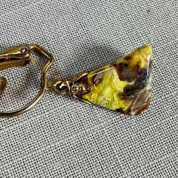 Vintage Bumblebee Jasper Clip On Earrings - Picture 11 of 13